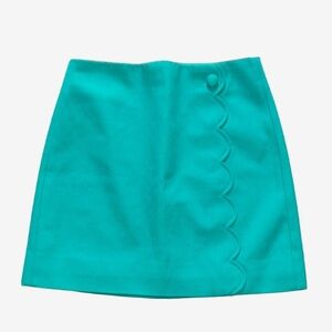 J.Crew Mini Skirt Women’s Size 4 Teal Scalloped Hem Wool Blend 17”